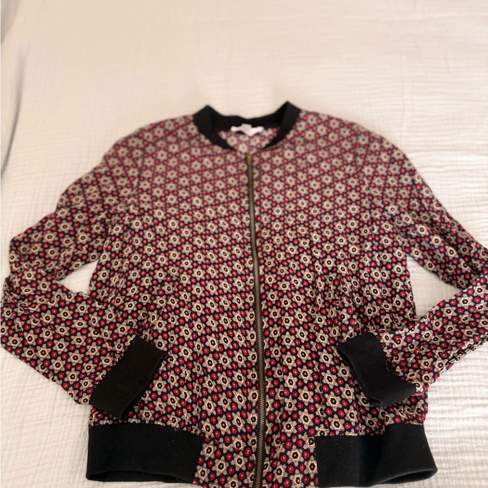 Wild Diva Red and Black Floral Lightweight  Bomber Jacket